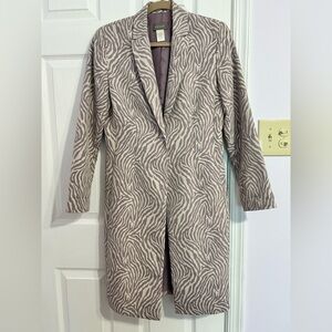 Kenar Pink and Cream Zebra Print Blazer Coat